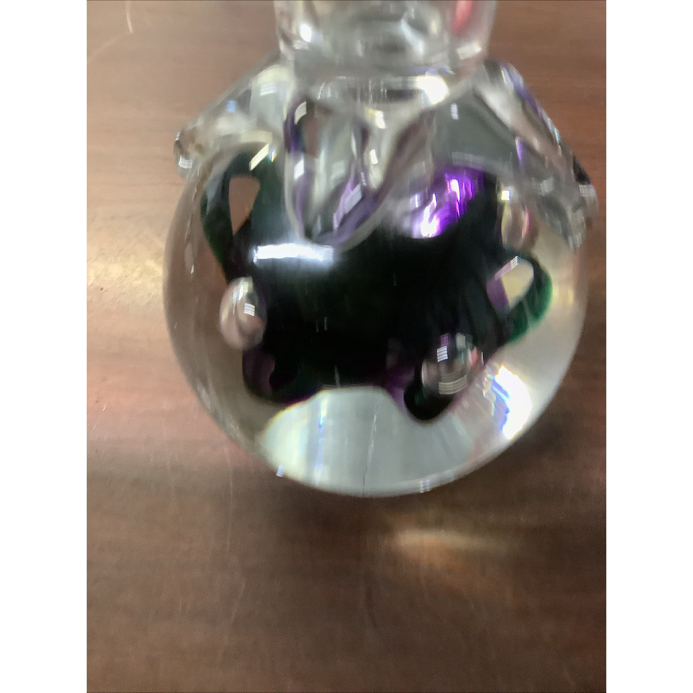 Adam Jablonski Bubble Art Glass Candle Holder Paperweight Signed Vintage RARE